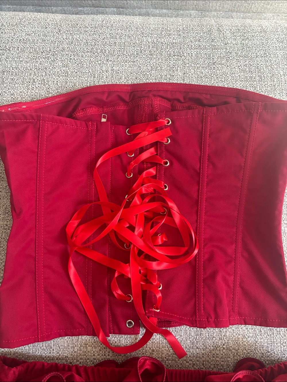 Strapless Red Ruffle Mini 2 piece - Picture 4 of 4
